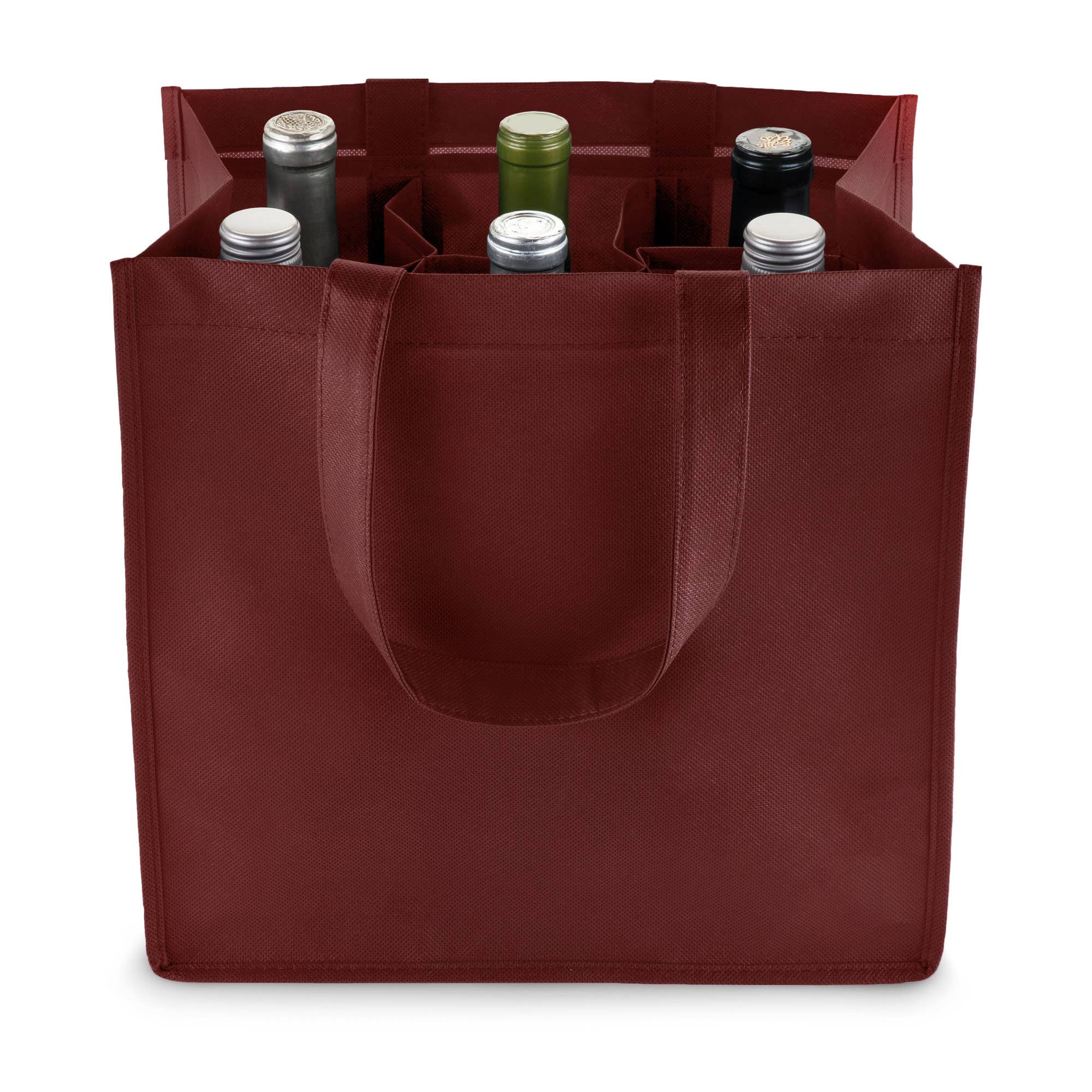 TRUE - Wholesale Wine Tote - Reusable 6 Bottle Non Woven Fabric Wine Tote ASST COLORS15