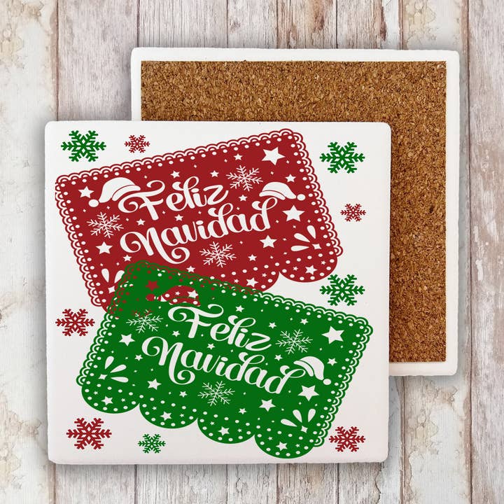 Feliz Navidad Mexican Christmas Stone Coaster for wholesale by Avery Lane Gifts