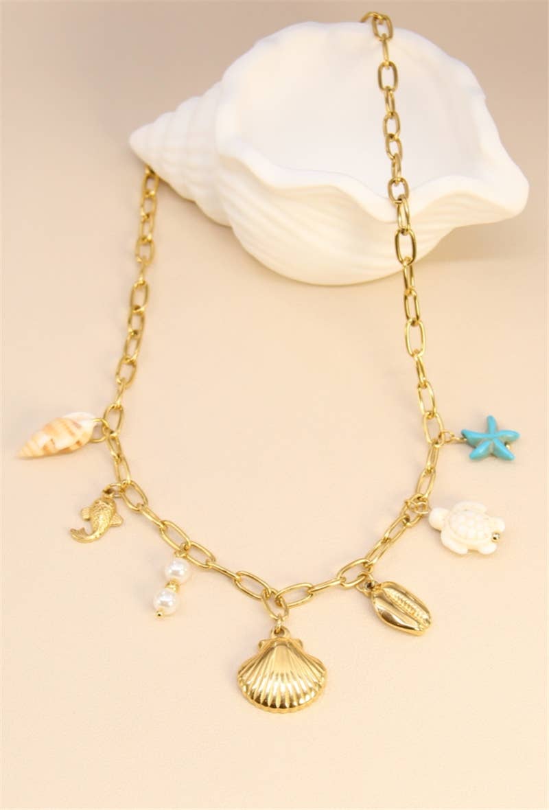 turkis Charmhalskæde i rustfrit stål for engroshandel på Faire1