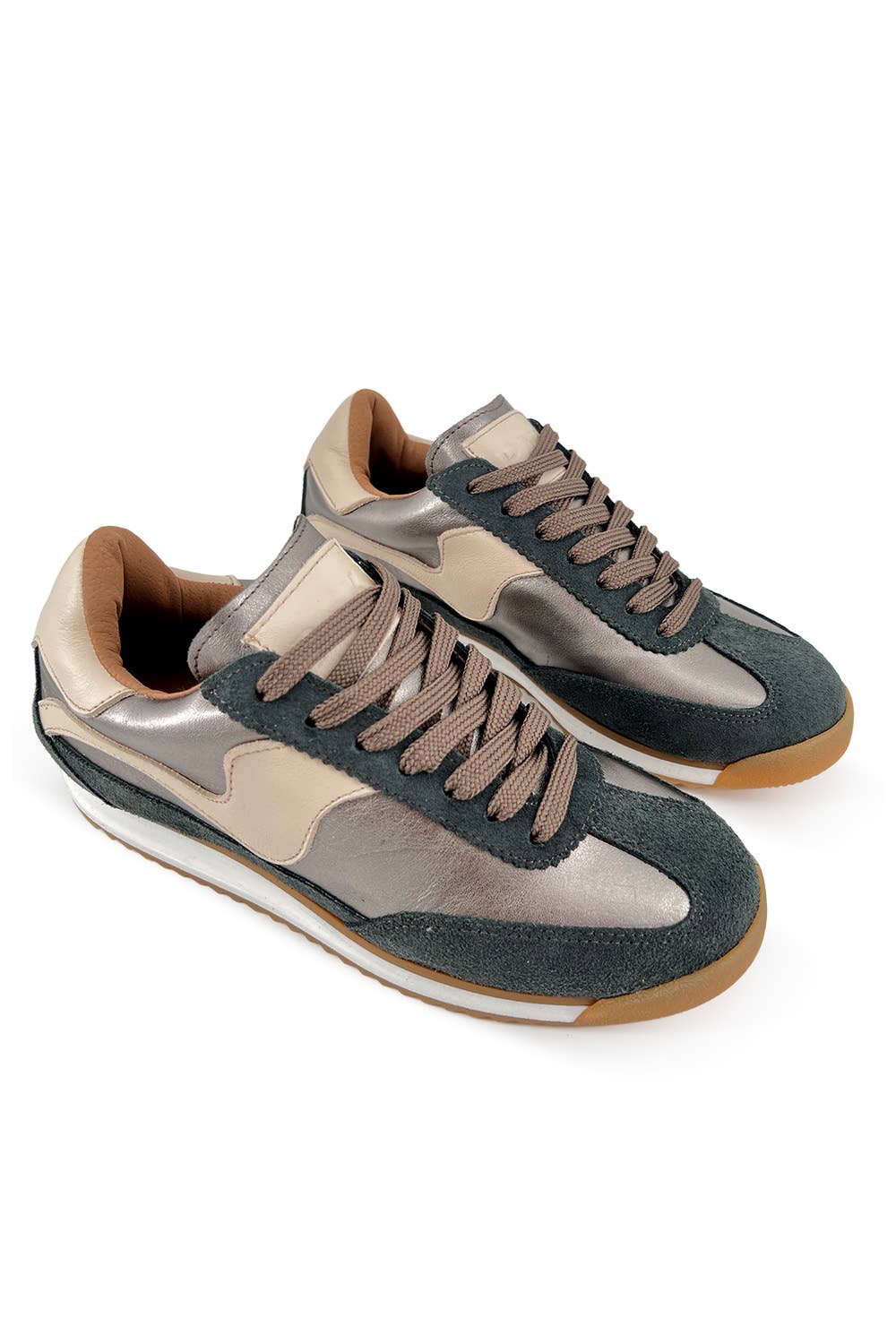 PMK SHOES - Wholesale Lifestyle Sneakers - Women's - Poema - Pewter - Handmade Cow Leather Sneakers10