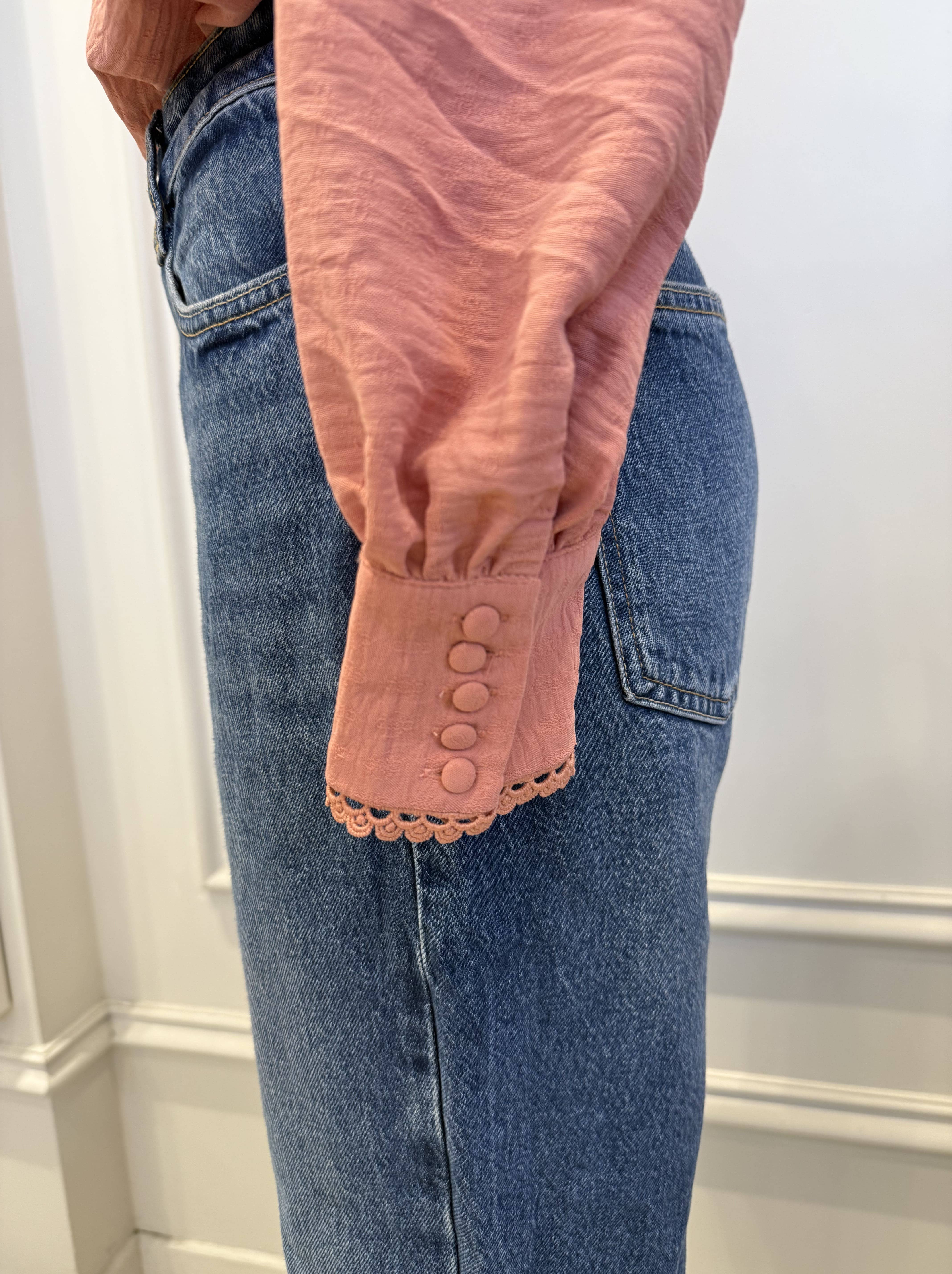 LOVIE & CO - Wholesale Blouse - Women's - Textured blouse with lavallière collar and open back - 4973T-MARGOT12