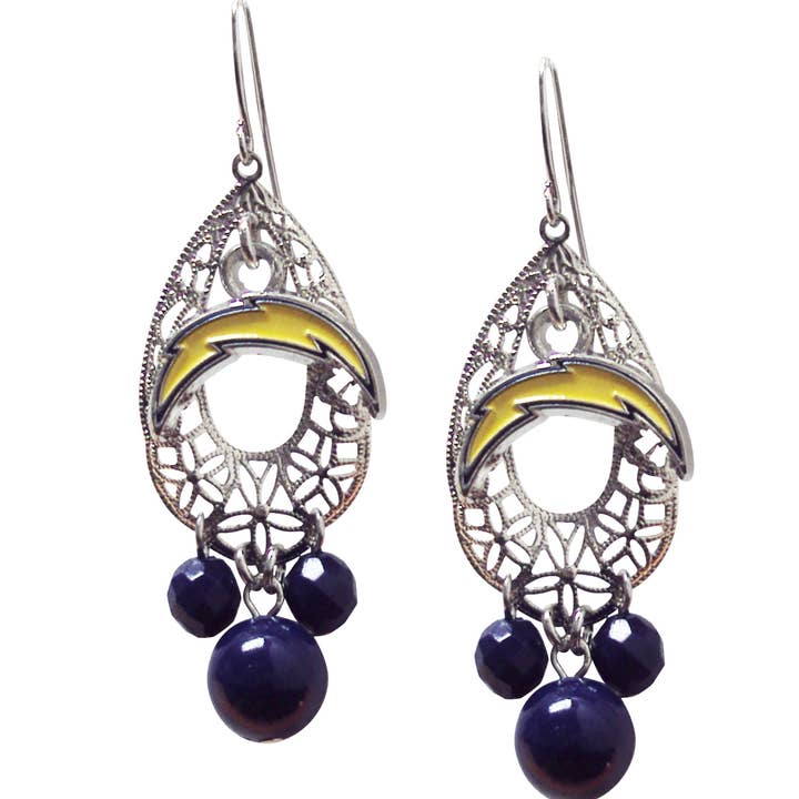 Brincos pendentes com logotipo em forma de lágrima NFL Los Angeles Chargers por atacado de Simran International