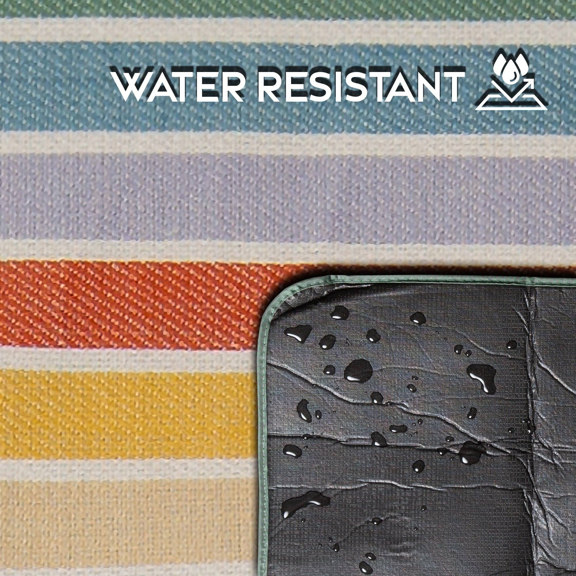 Carstens, Inc. - Vente Nappe de pique-nique - Journée à la plage couverture de pique-nique à rayures tissées3