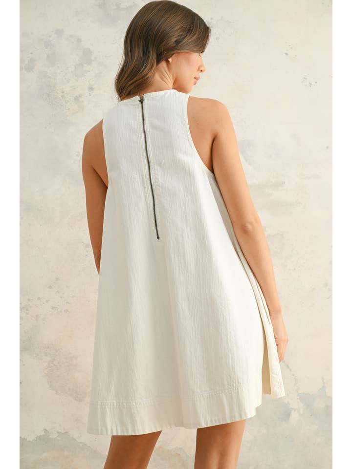 White D5663 SLEEVELESS A LINE DRESS for wholesale on Faire