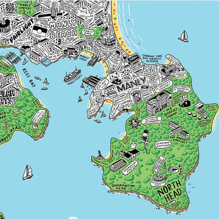 Evermade - Wholesale Art print - Hand Drawn Map of Sydney Art Print13