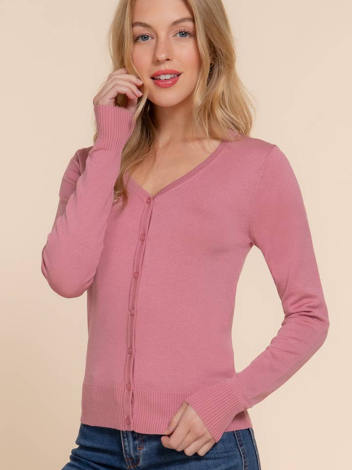 Long Sleeve V-neck Button Down Sweater Cardigan for wholesale by Active Basic | Active USA