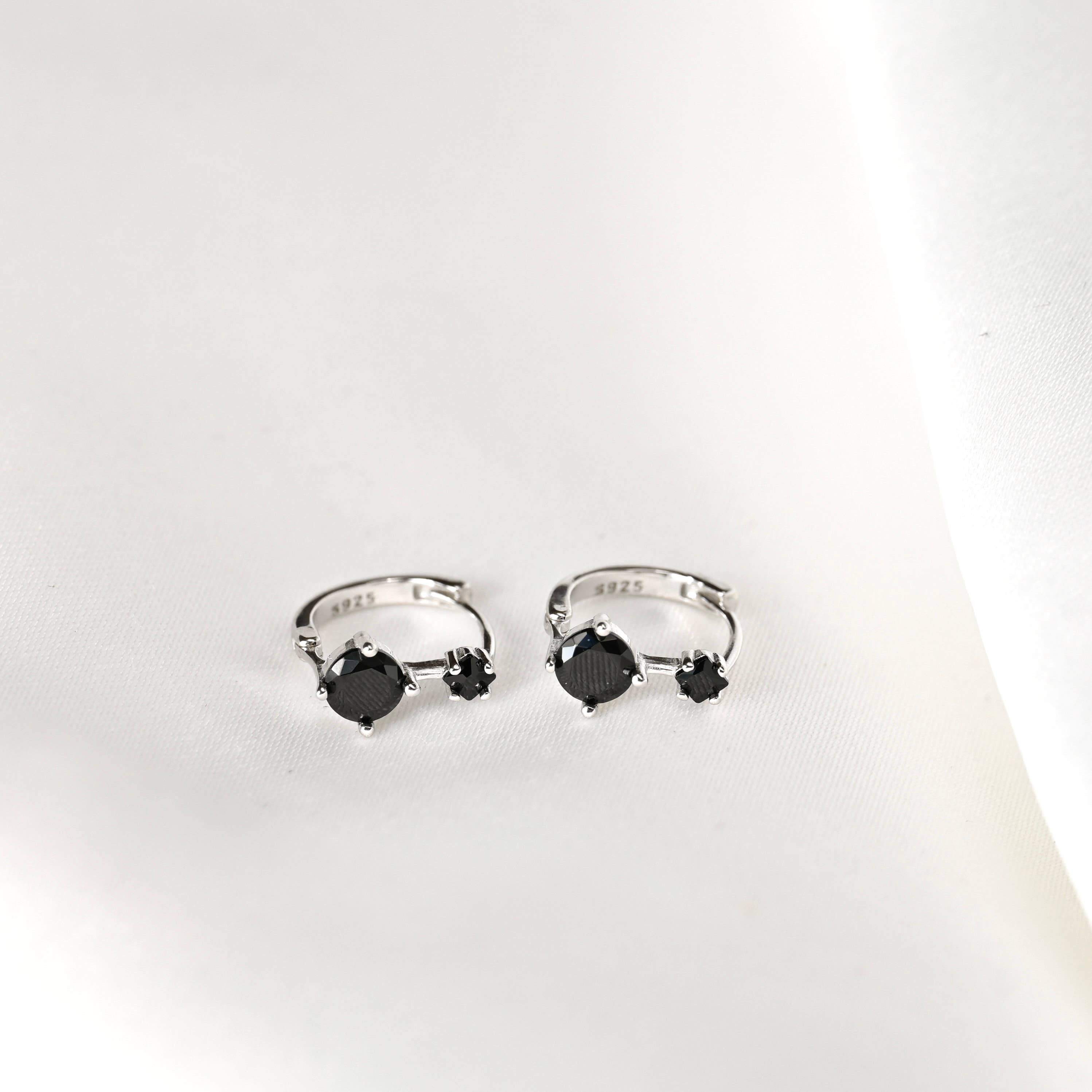 Blueyejewelry - Wholesale Huggie Earrings - Double Diamond Huggies - Sterling Silver CZ Huggie Earrings6