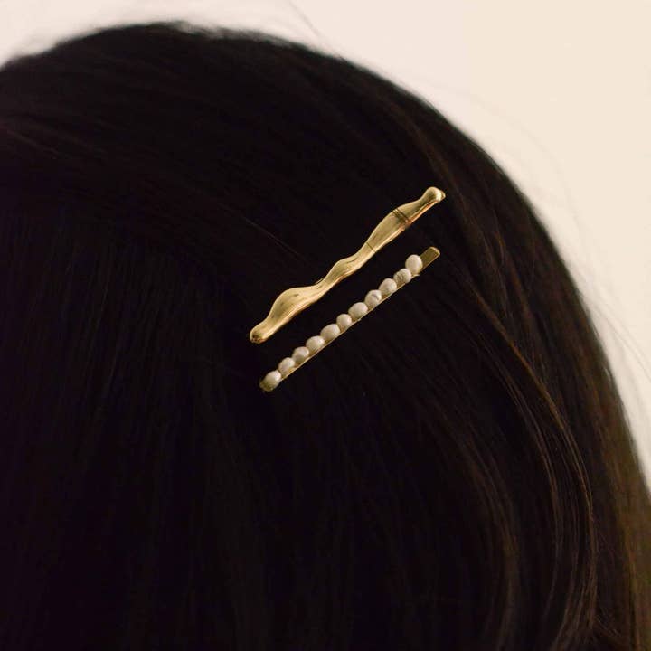 nar'sha - Wholesale Bobby Pin - Women's - Freshwater Pearl Beaded Metal Hair Bobby Pins | Set of 4