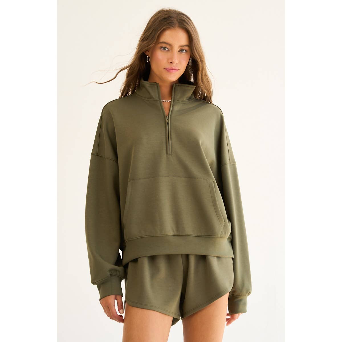 The GREii - Wholesale Sweatshirt - Women's - Mock Neck Half Zip Up Sweatshirt22