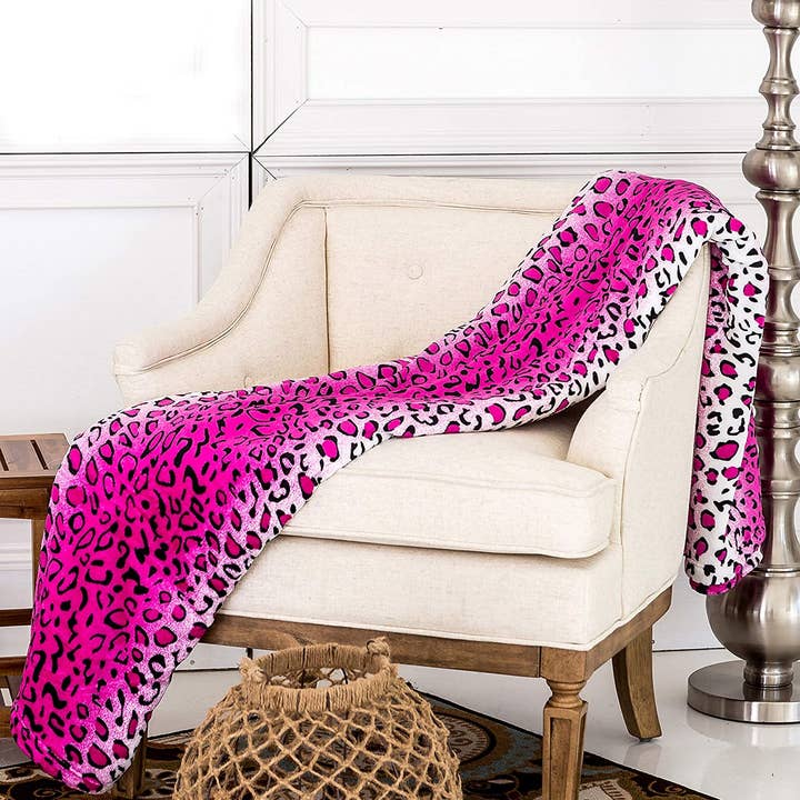 home mart goods - Wholesale Throw Blanket - Leopard Pink Soft Plush Warm Cozy Bed Throw Flannel Blanket0