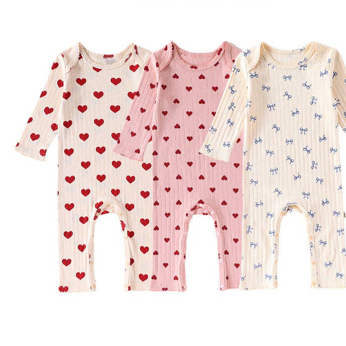 Little Trendy - Wholesale Jumpsuit - Baby - Baby pure cotton heart bow printed jumpsuit romper6