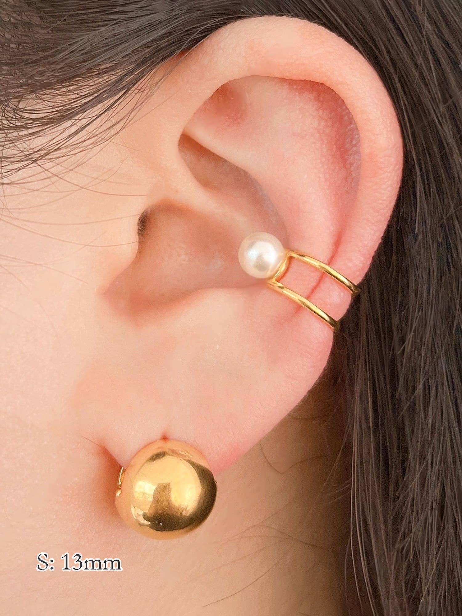 MOND HAUS - Wholesale Huggie Earrings - Anita Earrings | Puff Sphere Ball Snap Closure Huggie Hoop9