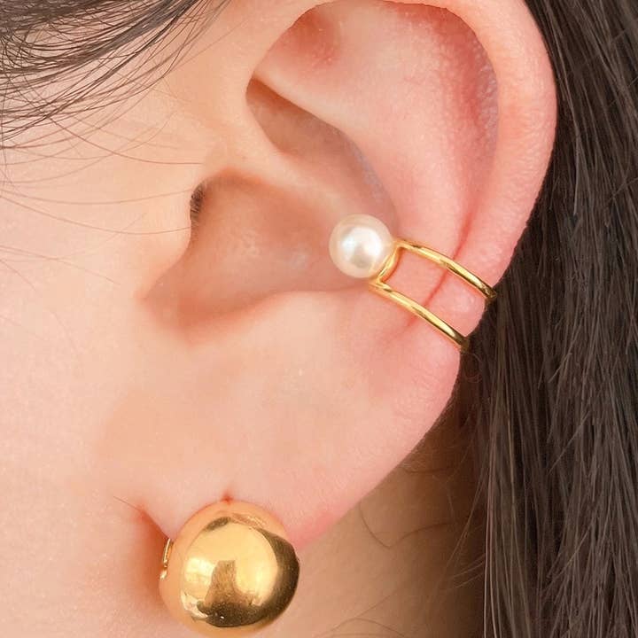MOND HAUS - Wholesale Huggie Earrings - Anita Earrings | Puff Sphere Ball Snap Closure Huggie Hoop9