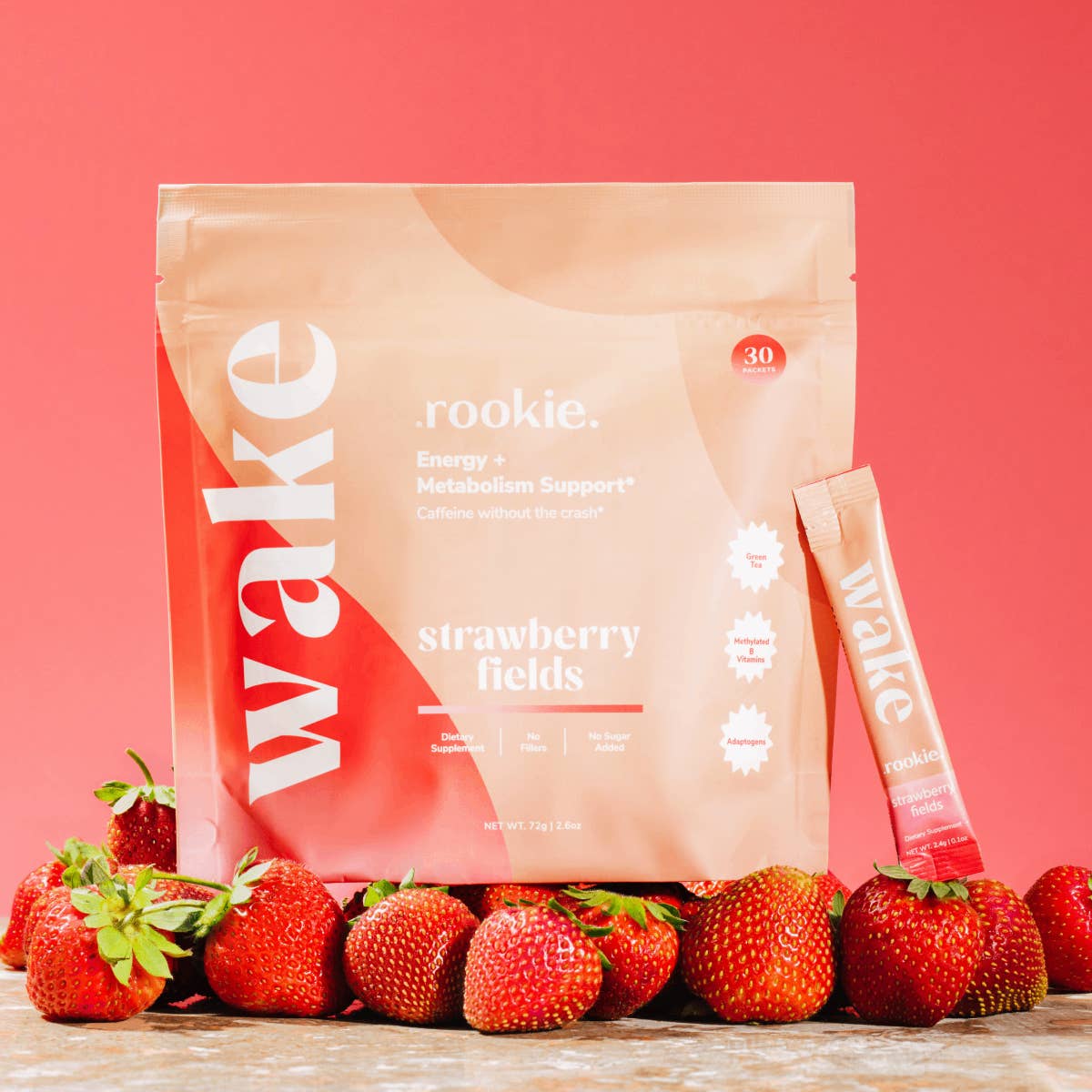 Rookie Wellness - Wholesale Powdered Health Drink - Strawberry Fields Natural Energy + Metabolism Drink