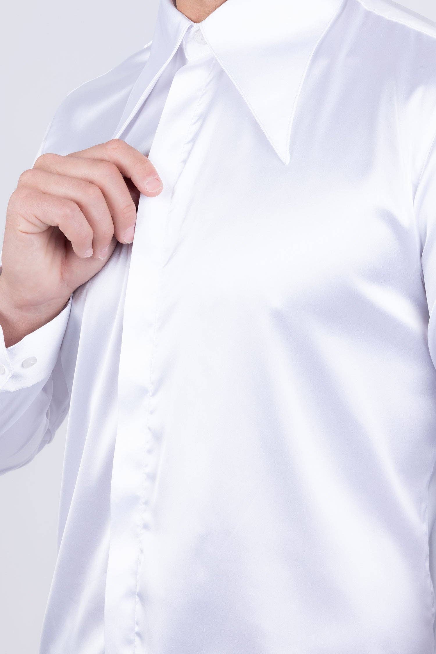 BARABAS - Wholesale Button Down Shirt - Men's - Men's Spear Point Shiny Long Sleeve Shirt 4B10218