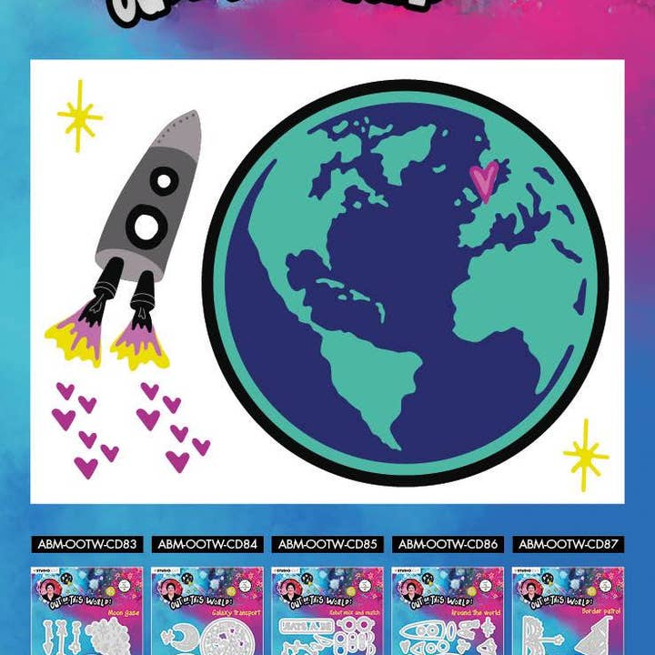 Ecstasy Crafts Distributing – wholesale Craft supplies – ABM Cutting & Embossing Die Around The World Out Of This World 100x160mm nr.861