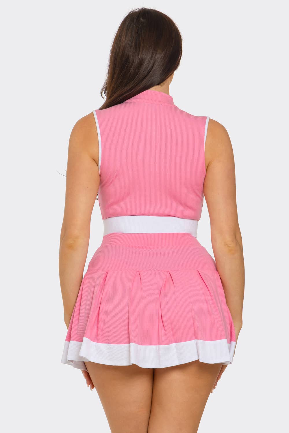 Julia by LoveJ - Wholesale Top & Skirt Set - Women's - Front Zipper Crop Top And Pleated Mini Skirt Set 7