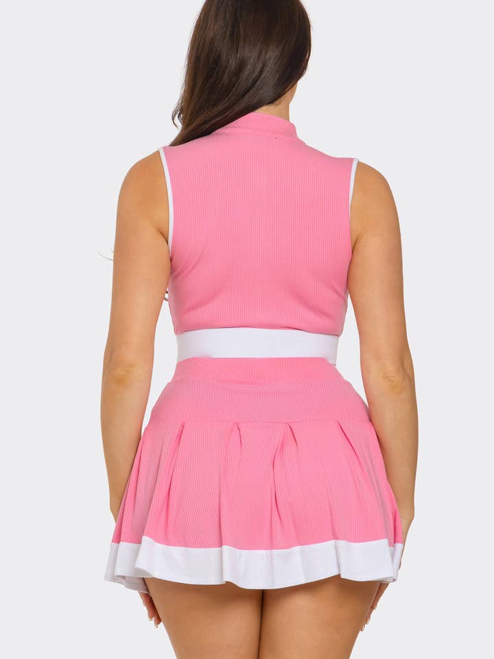 Julia by LoveJ - Wholesale Top & Skirt Set - Women's - Front Zipper Crop Top And Pleated Mini Skirt Set 7