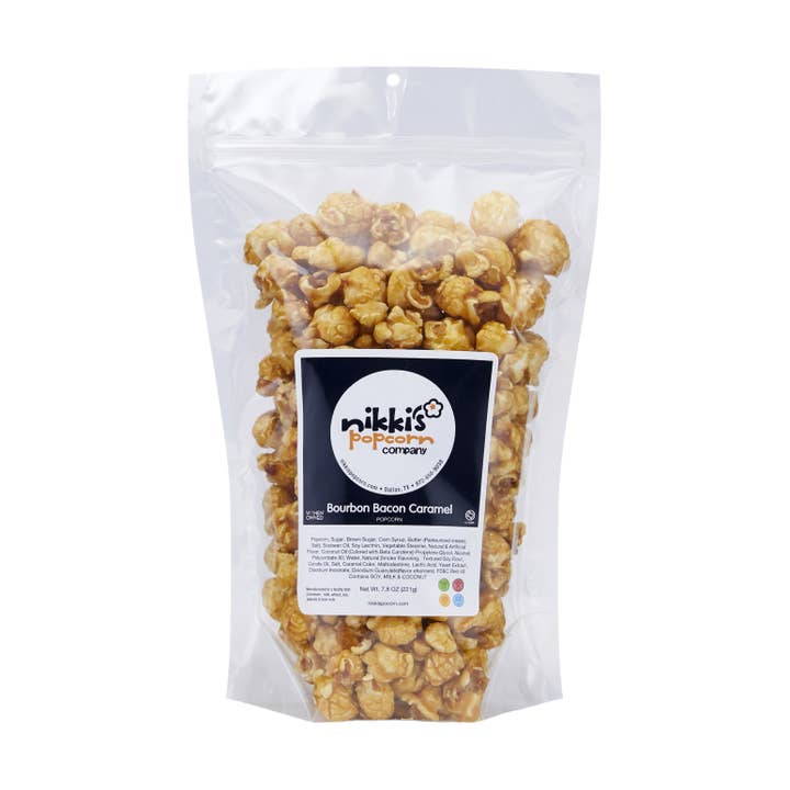 Nikki's Popcorn Company - Wholesale Popcorn - 4 Cup Peg Bag - Bourbon Bacon Caramel Popcorn