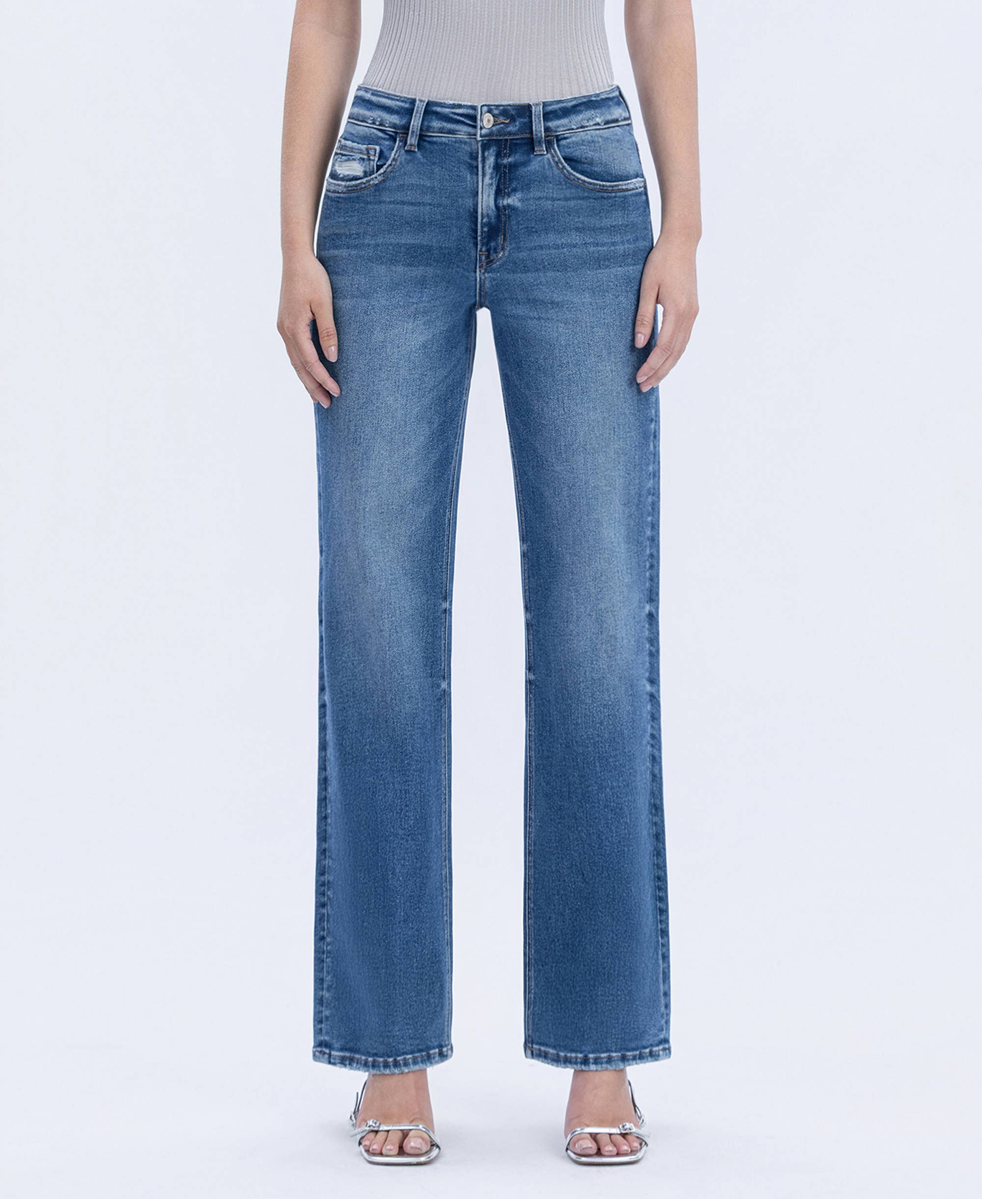 DREAMLAND HIGH RISE FULL LENGTH SLIM WIDE JEANS T6502 for wholesale on Faire0