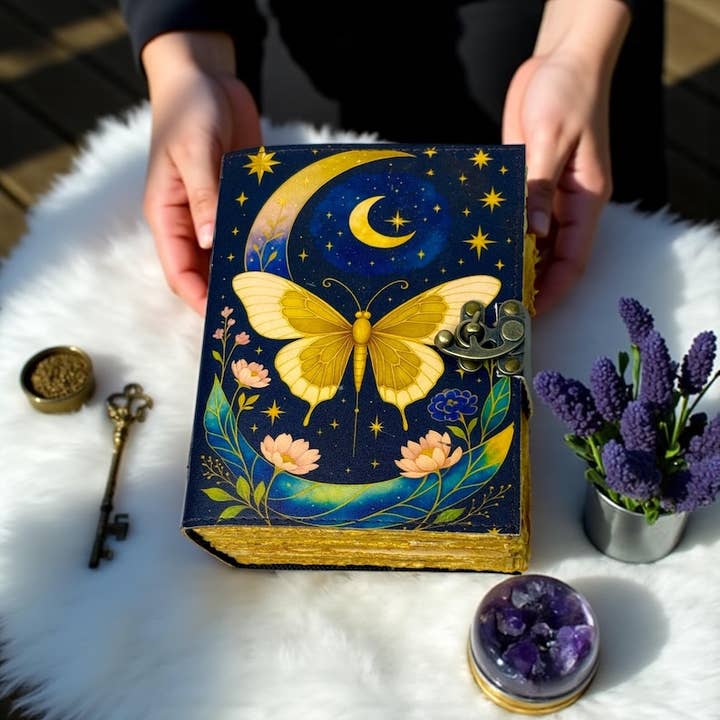 Leatherooze - Vendita all'ingrosso Diari/agende - Libro delle Ombre in Pelle di Falena Luna – Grimorio di Stregoneria2