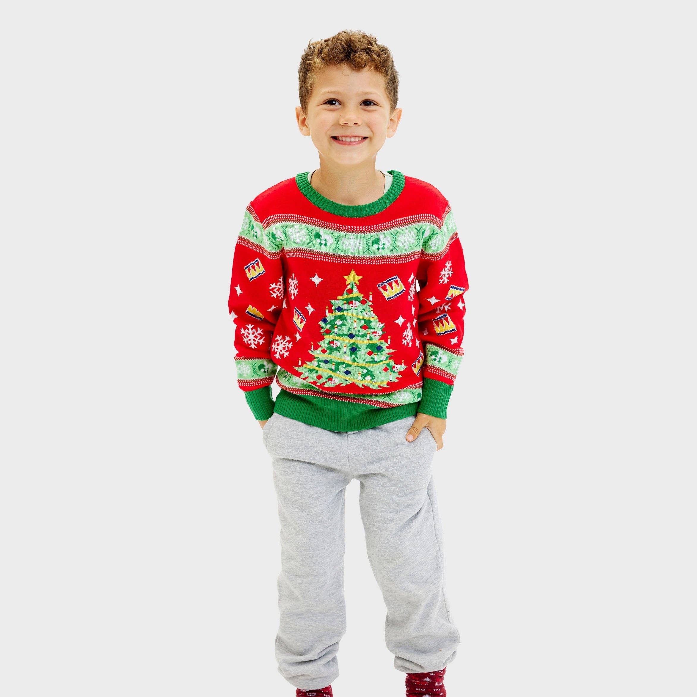 Happy Seasons - Wholesale Knit Sweater - Kids - Juletræ rød sweater - barn.2