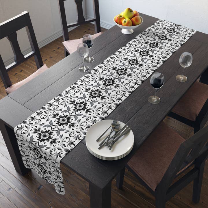 Corredor de Mesa Talavera Preto e Branco por atacado de Agave Design