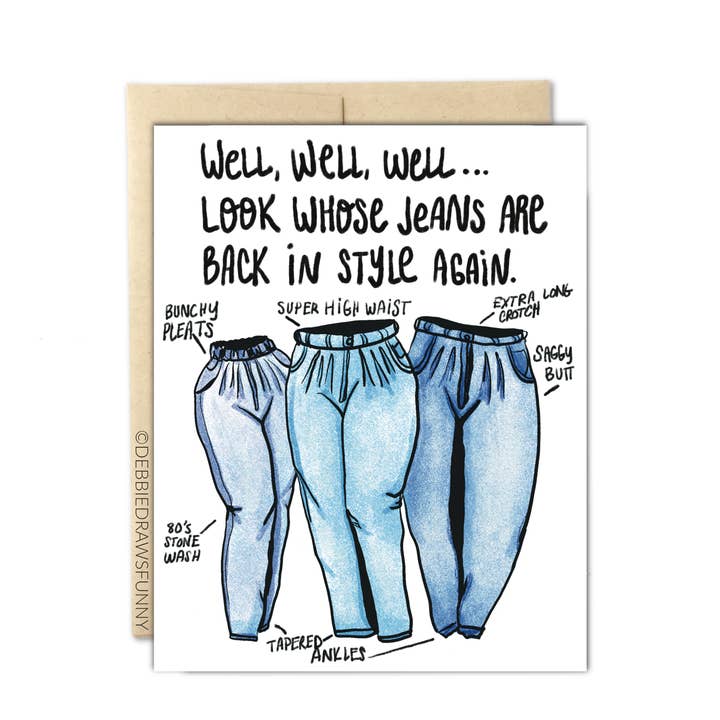 NEW! Mom Jeans Funny Mother's Day Card for wholesale by Debbie Draws Funny