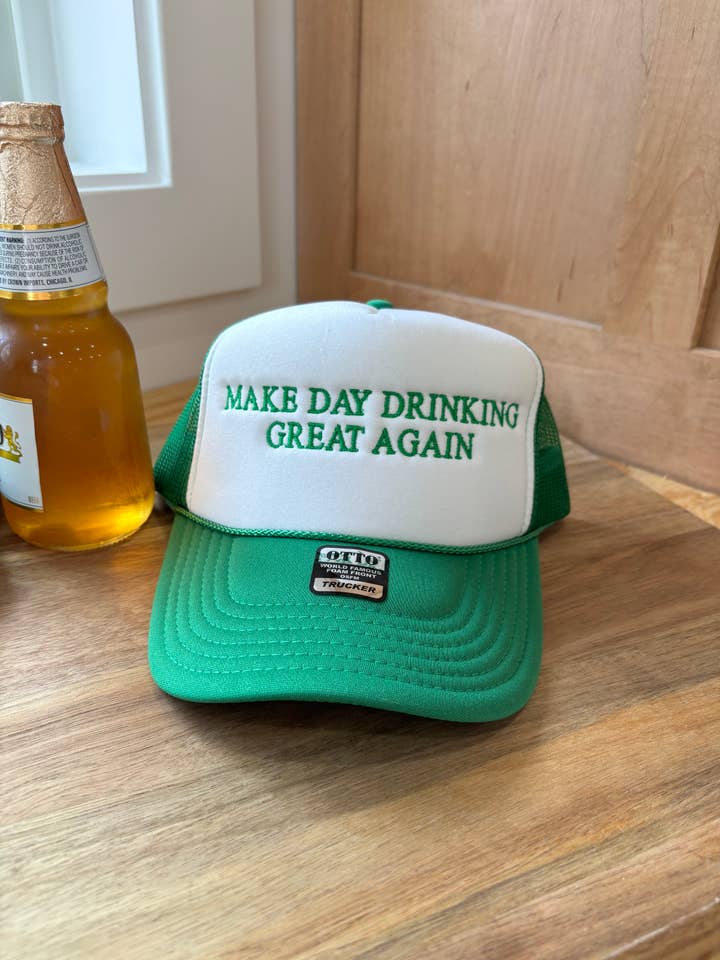 Make Day Drinking Great Again Embroidered Trucker Hat for wholesale by The Vaulty