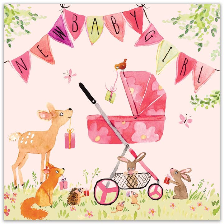 Twizler Ltd – postal de bebé por atacado – Novo cartão de bebê menina Woodland1