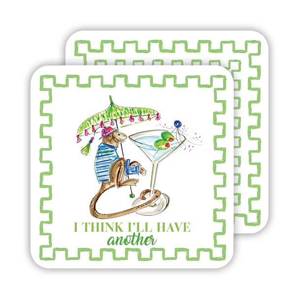 RosanneBeck Collections - Wholesale Coasters - I Think I'll Have Another Monkey with Martini Paper Coaster0