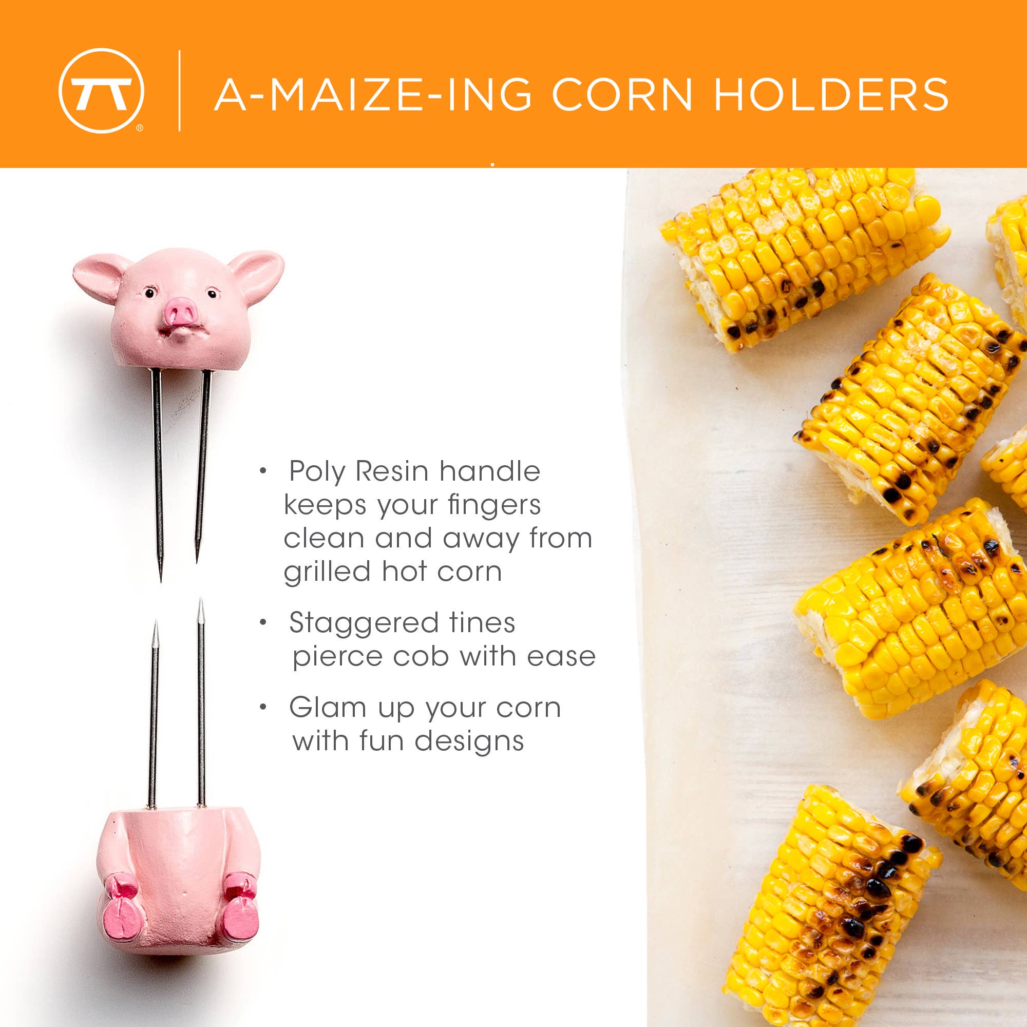 Fox Run Brands – Suporte/ferramentas de milho por atacado – Porta-Milho Outset Piglets, Conjunto de 8, 1” x 2,5" x 1"3