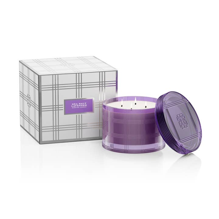 Sea Salt Lavender 4-wick Specialty Candle with Gift Box for wholesale by HomeWorx by Slatkin + Co.