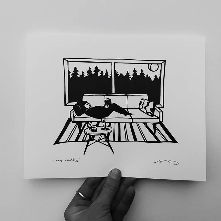 "Cozy Reading" 8x10" print for wholesale by Anna Brones