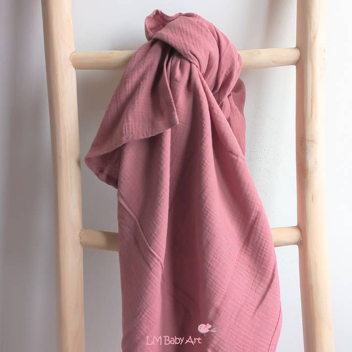 Hydrofiele swaddledoek XL - Oud roze - 120x120cm for wholesale by lm baby art