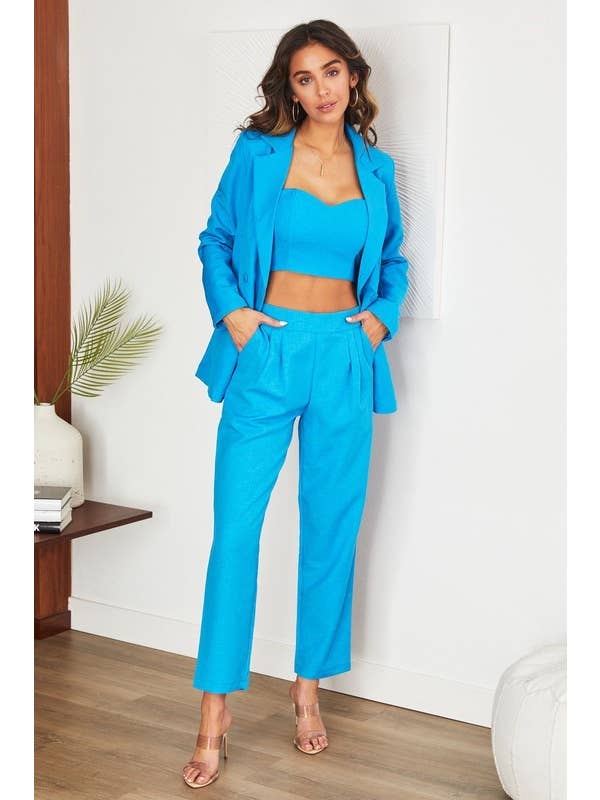 VENTI6 - Wholesale Pants - Women's - TWILL BACK INVISIBLE ZIPPER TUCKED TROUSER (13351)4