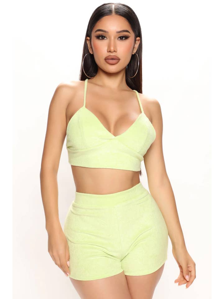 5besties inc - Wholesale Lounge Set - Women's - TERRY TOWEL BRALETTE AND MINI SHORTS SET3