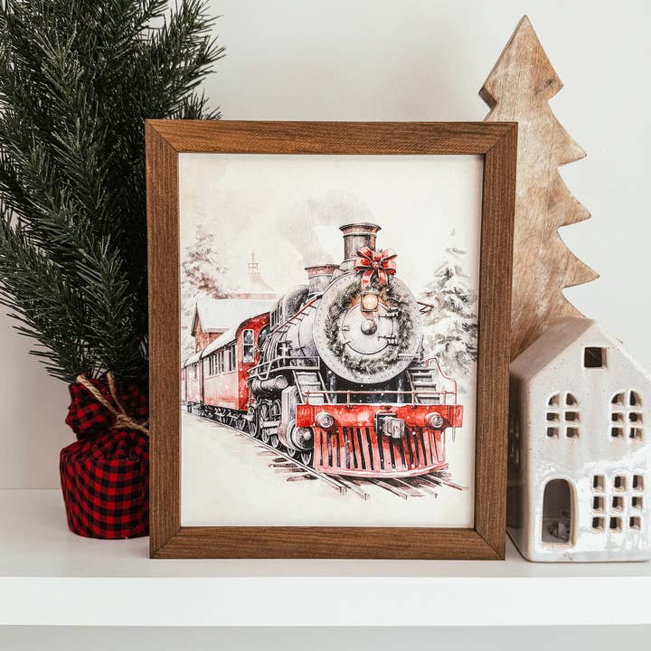 Enseigne de Train de Noël | Enseigne de Noël d'Inspiration Vintage pour la vente par Knotty Design Co.
