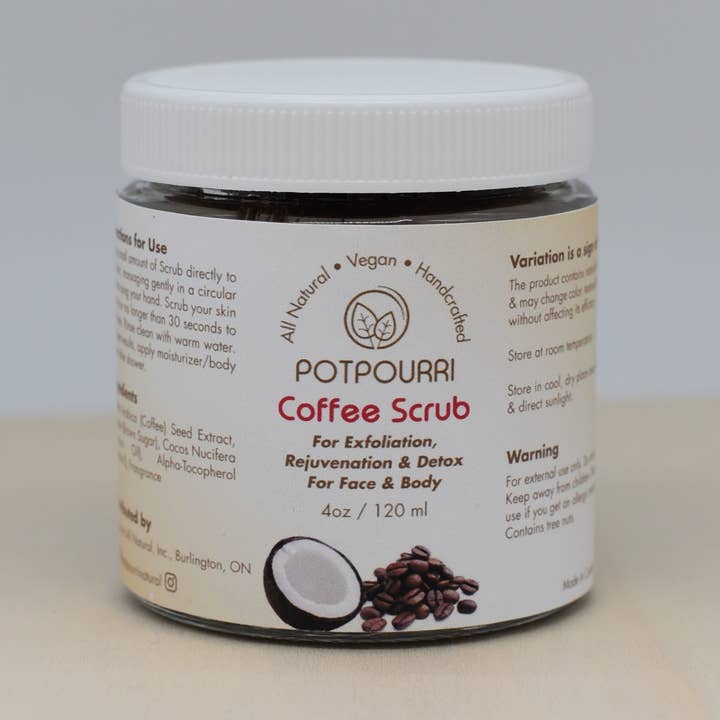 Gommage au sucre brut au café pour la vente par Potpourri All Natural Inc.