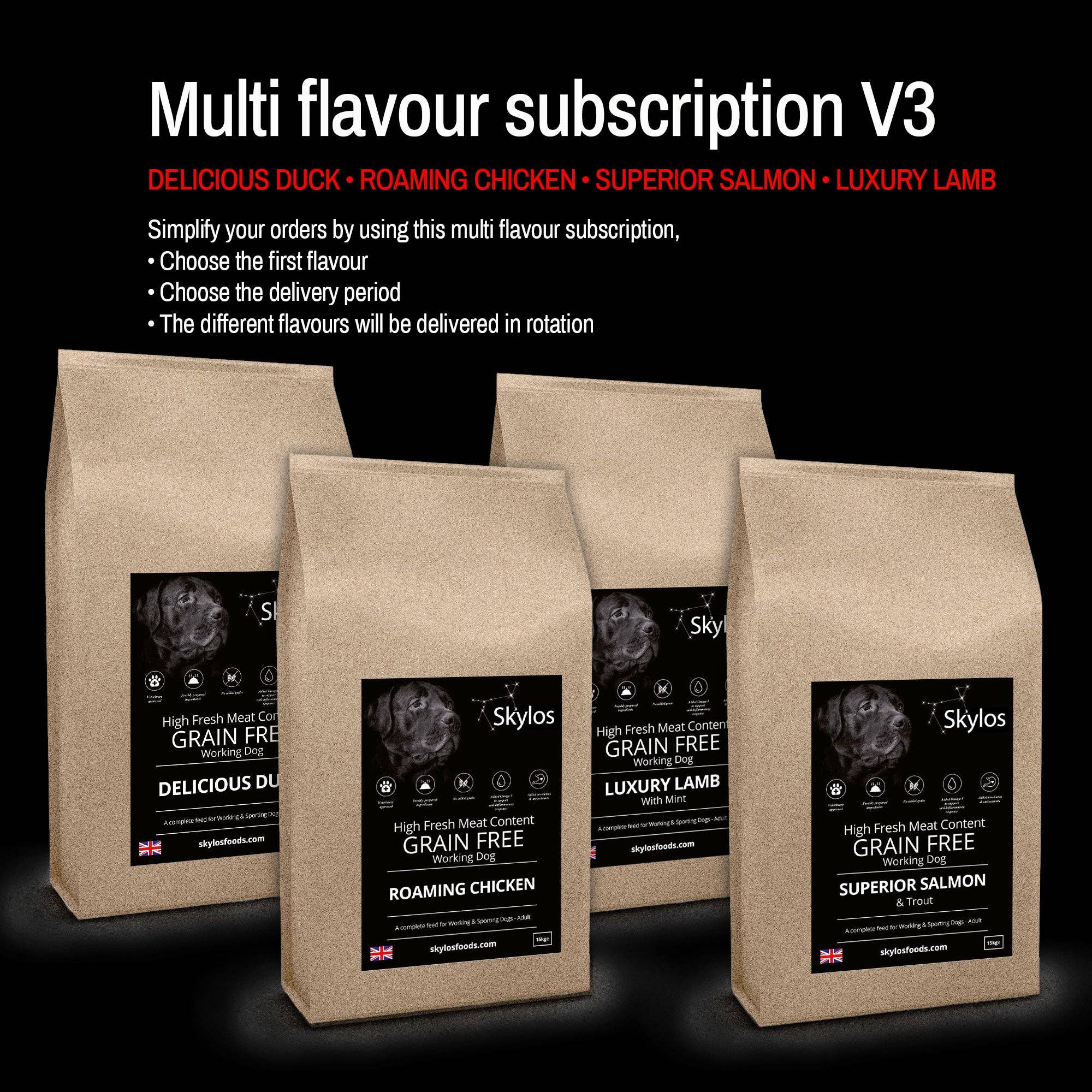 Skylos Foods – wholesale Pet food – Dog – Multi Flavour Subscription V3 - 15kg bags4