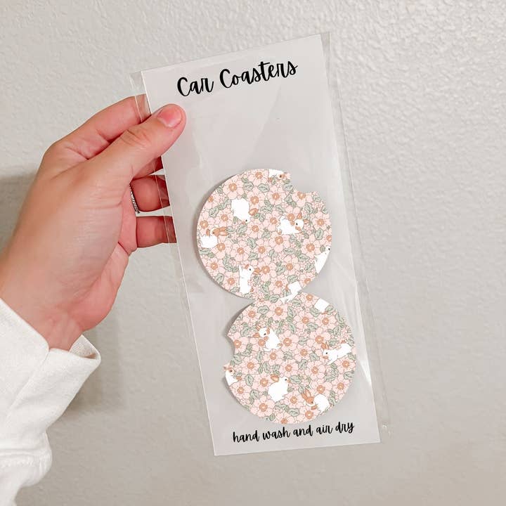 Ensemble de 2 sous-verres de voiture en néoprène | Printemps de Pâques (8 options) pour la vente par Olivia + Rose