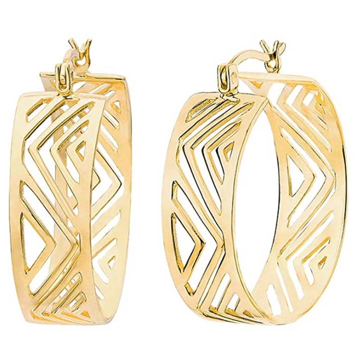 Chevron Gold Hoops for wholesale by Almond Tree