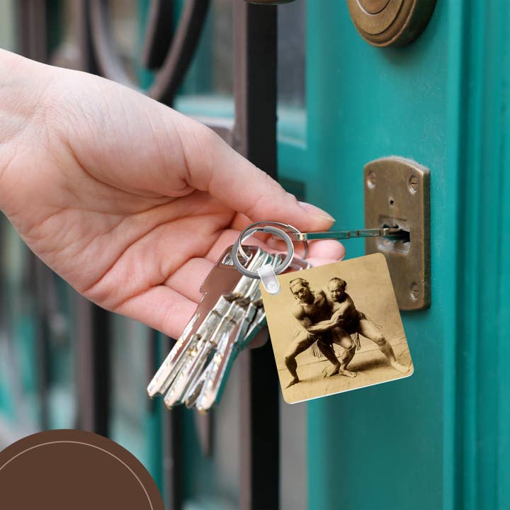 3dRose - Wholesale Keychain - Unisex - 3dRose, Vintage Rare Japanese Sumo Wrestlers in Action Circa 1890s Old Japan, Key Chain5