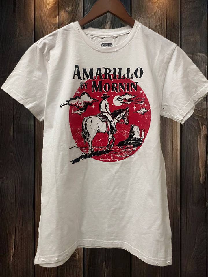 Amarillo By Mornin distressed 80's vintage T shirt for wholesale by Country Deep Apparel