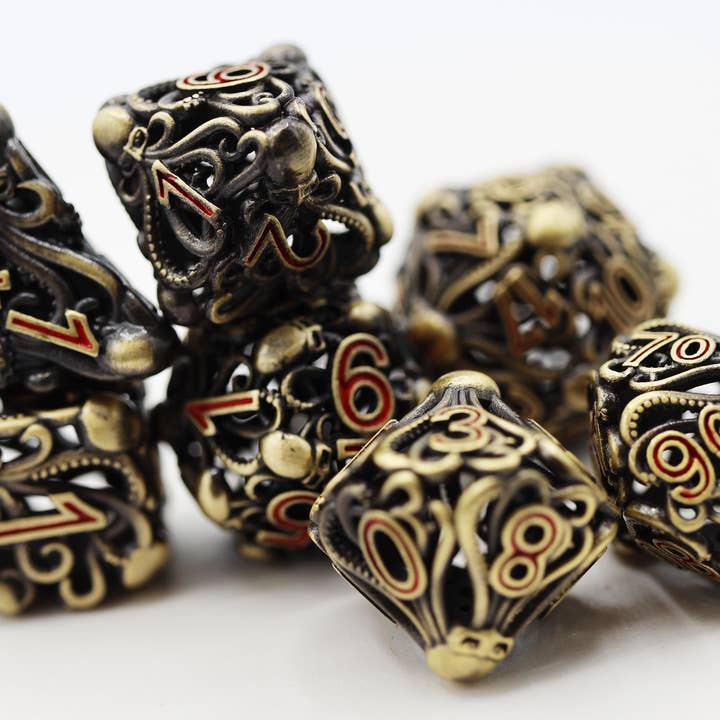 Mind Eater: Bronze - Hollow Metal RPG Dice Set for wholesale by Foam Brain Games