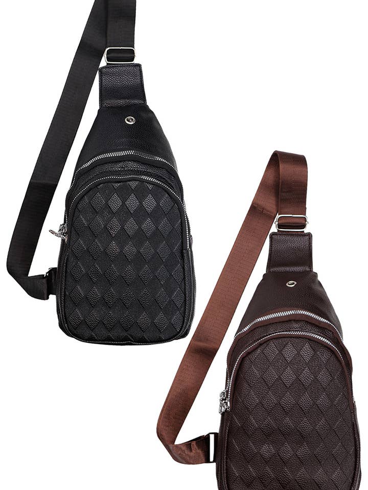 bandolera de piel sintética con diseño de guijarros en relieve de diamantes para venta al por mayor de Cap Zone