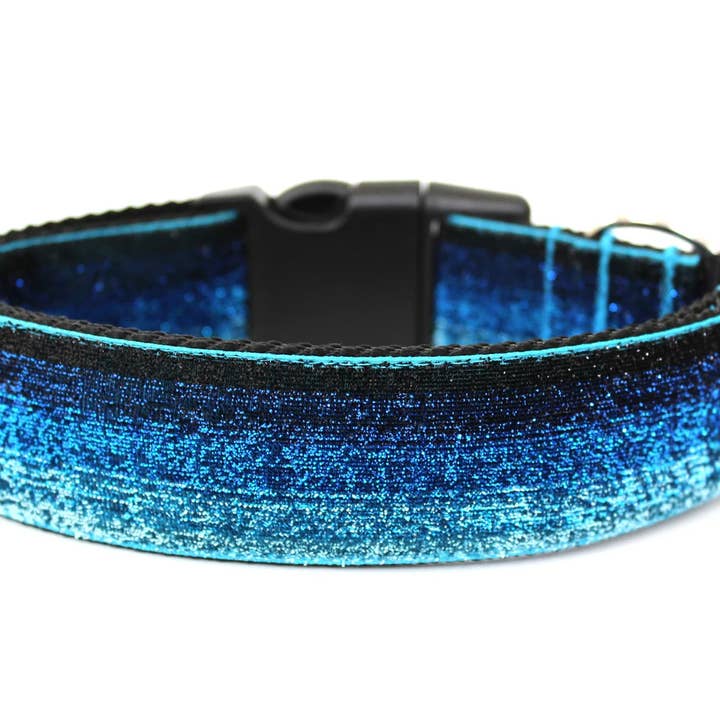 Glitter Dog Collar 1" or 1.5" Blue Ombre Dog Collar for wholesale by Wagologie