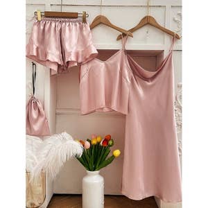 Night Gowns for Adult Women Silky Silk Nightgown Set Womens Silk Pj Sets  Pants and Top Womens Silky Nightgowns Midi Length Satin Short Robes for  Women Pink at  Women's Clothing store