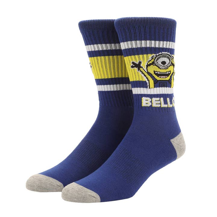 Minions Minion Bello Mens Athletic Crew Socks for wholesale by Bioworld Merchandising