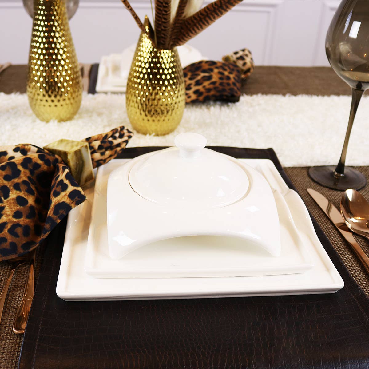 Little White Dish - Wholesale Dinnerware Set - Square Dinnerware Set - 20 Pcs4